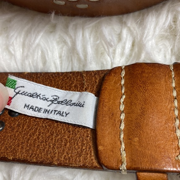 Qualheim Bollorini Brown Leather Silver Studded Belt Made in Italy - Picture 3 of 7
